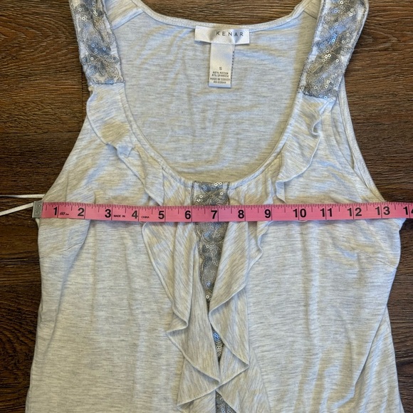 KENAR Light Gray Ruffle Tank Top - Picture 3 of 4